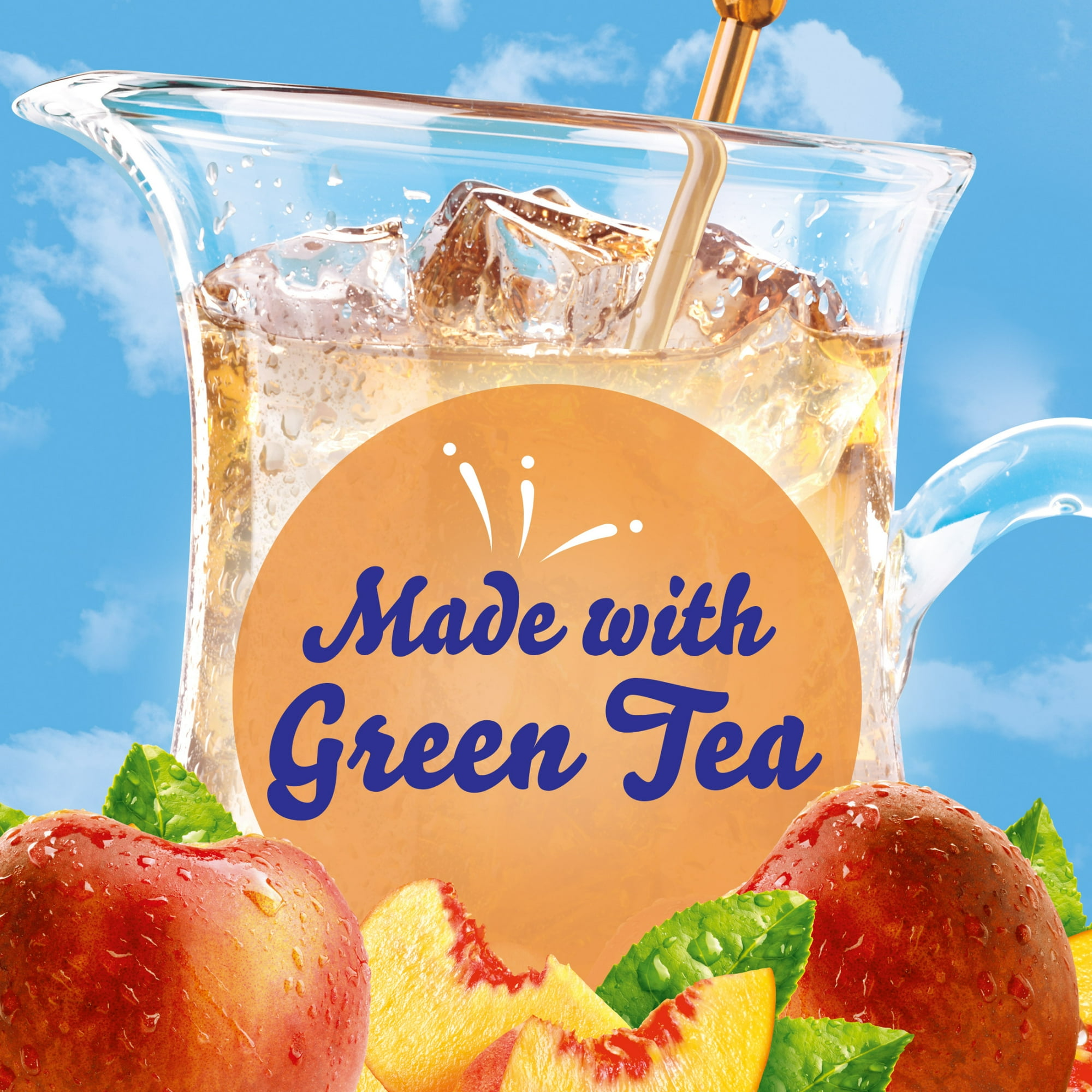 Crystal Light Peach Iced Tea Artificially Flavored Powdered Drink Mix, 6 Count Pitcher Packets