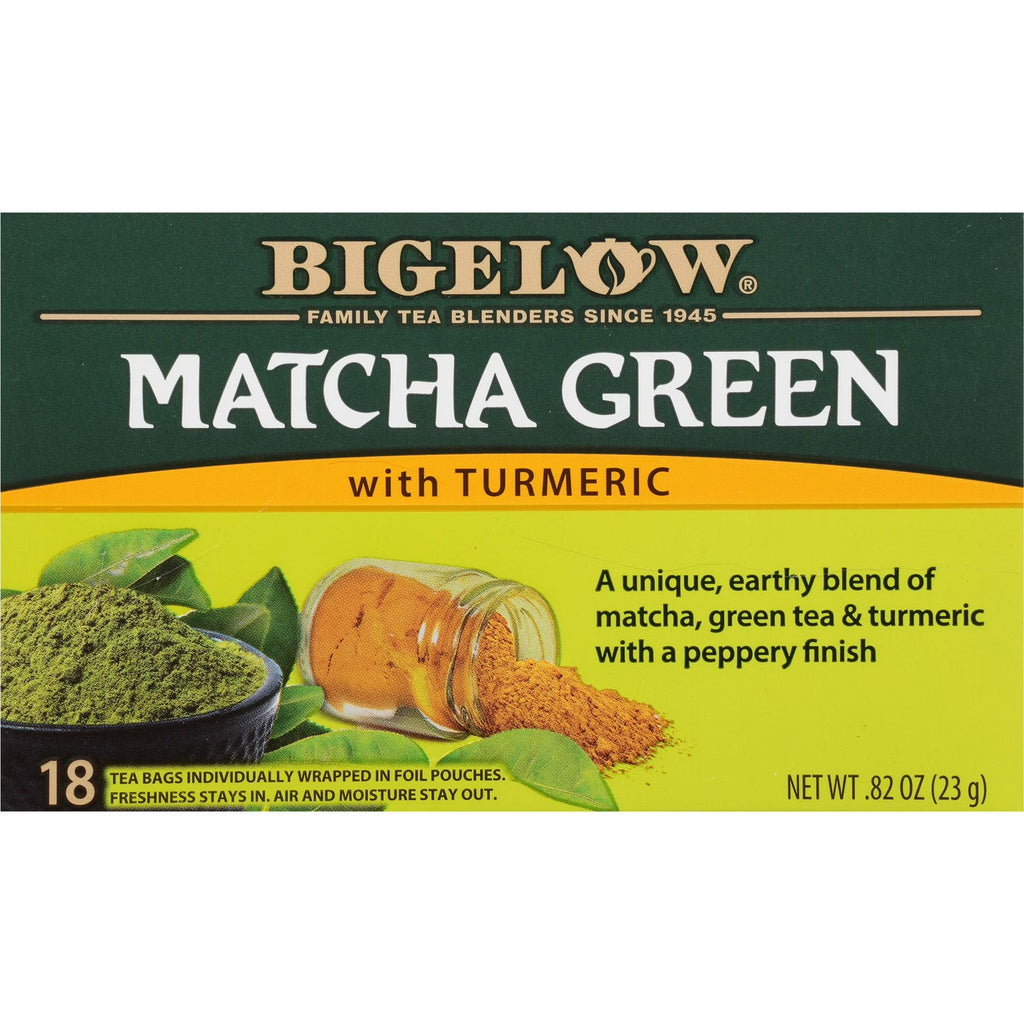 Bigelow Matcha Green Tea with Turmeric, Green Tea Bags, Antioxidant Energy Boost Tea Bags,18 Count