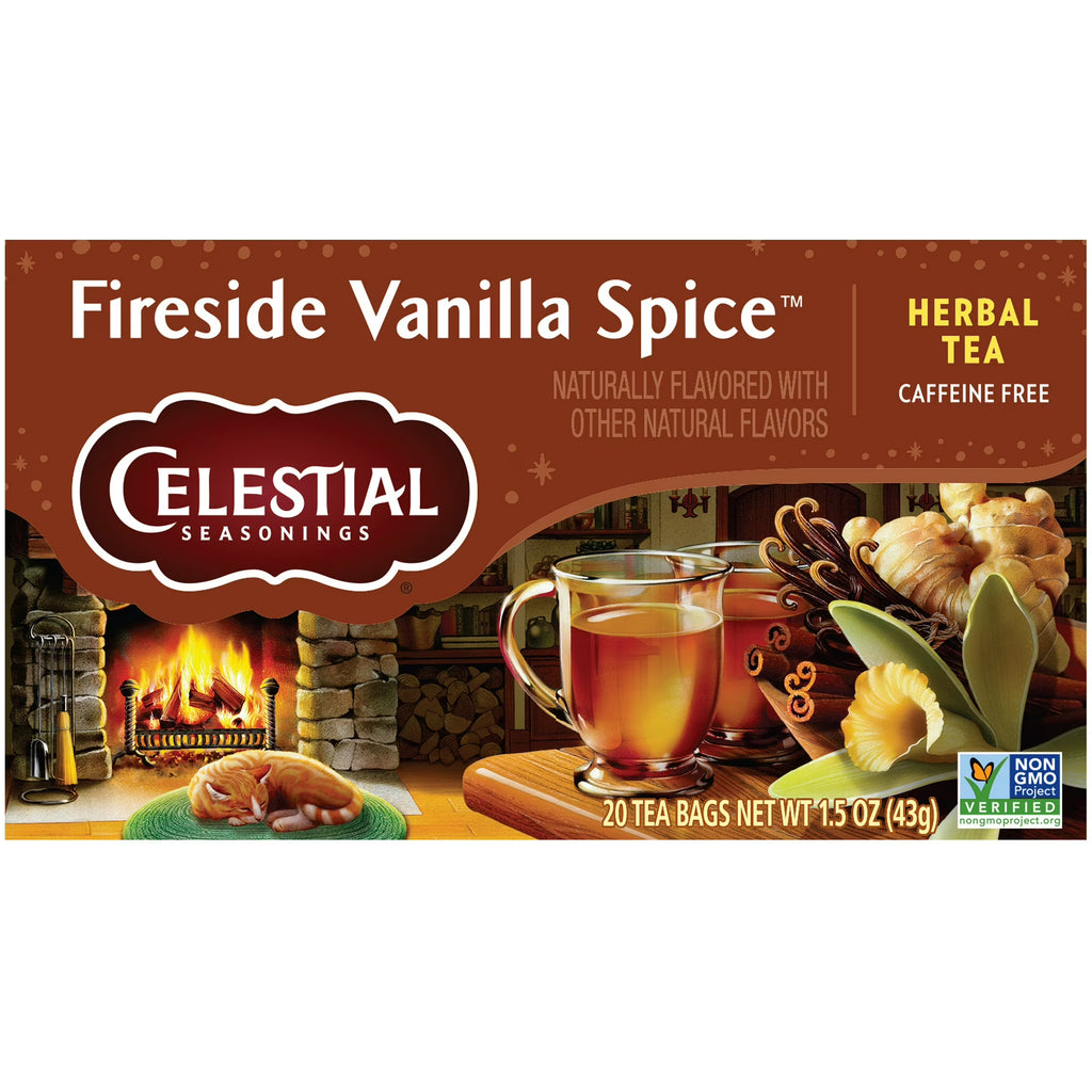 Celestial Seasonings Fireside Vanilla Spice Cozy Caffeine-Free Herbal Tea Bags