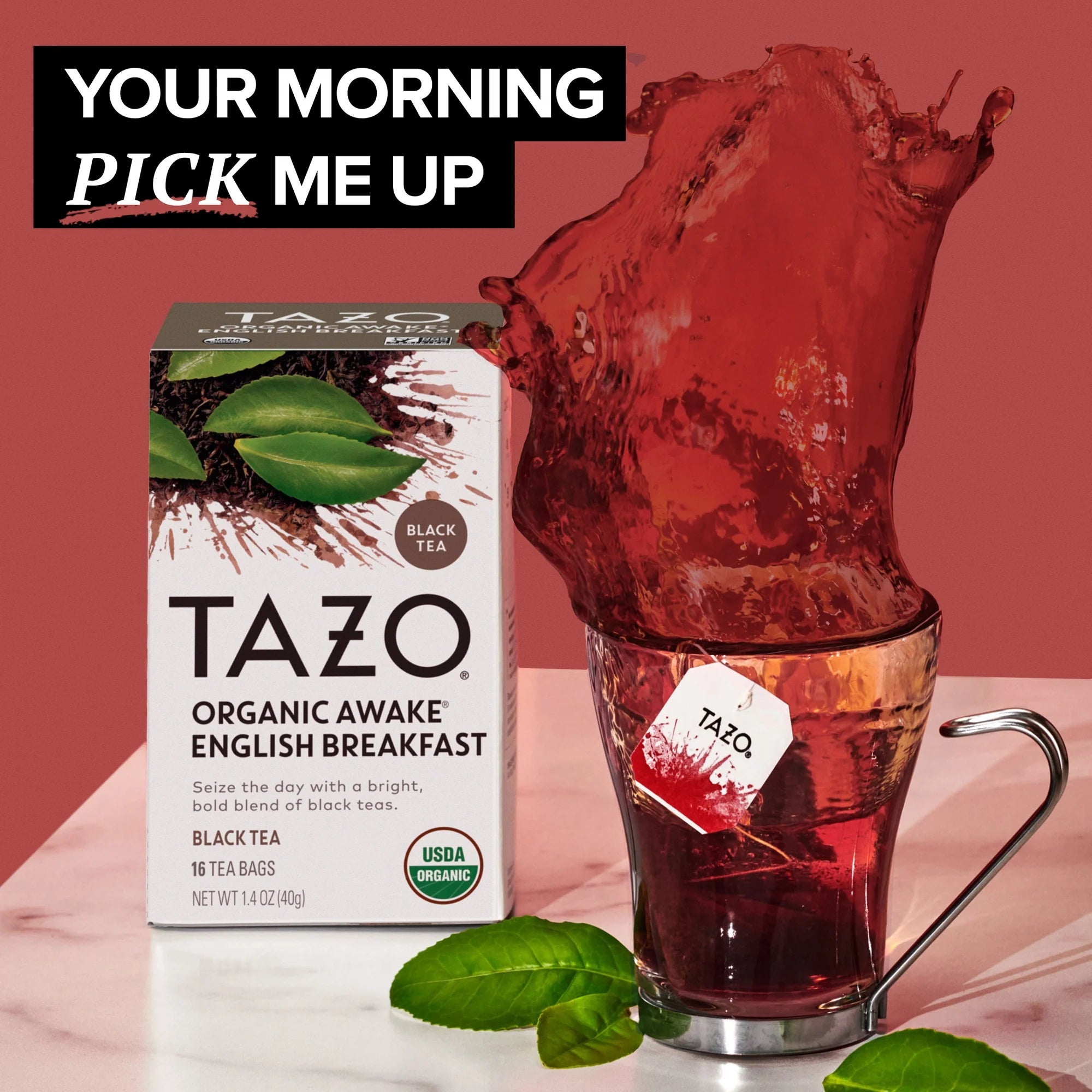 TAZO Organic Awake English Breakfast Black Tea Bags, 16 Count