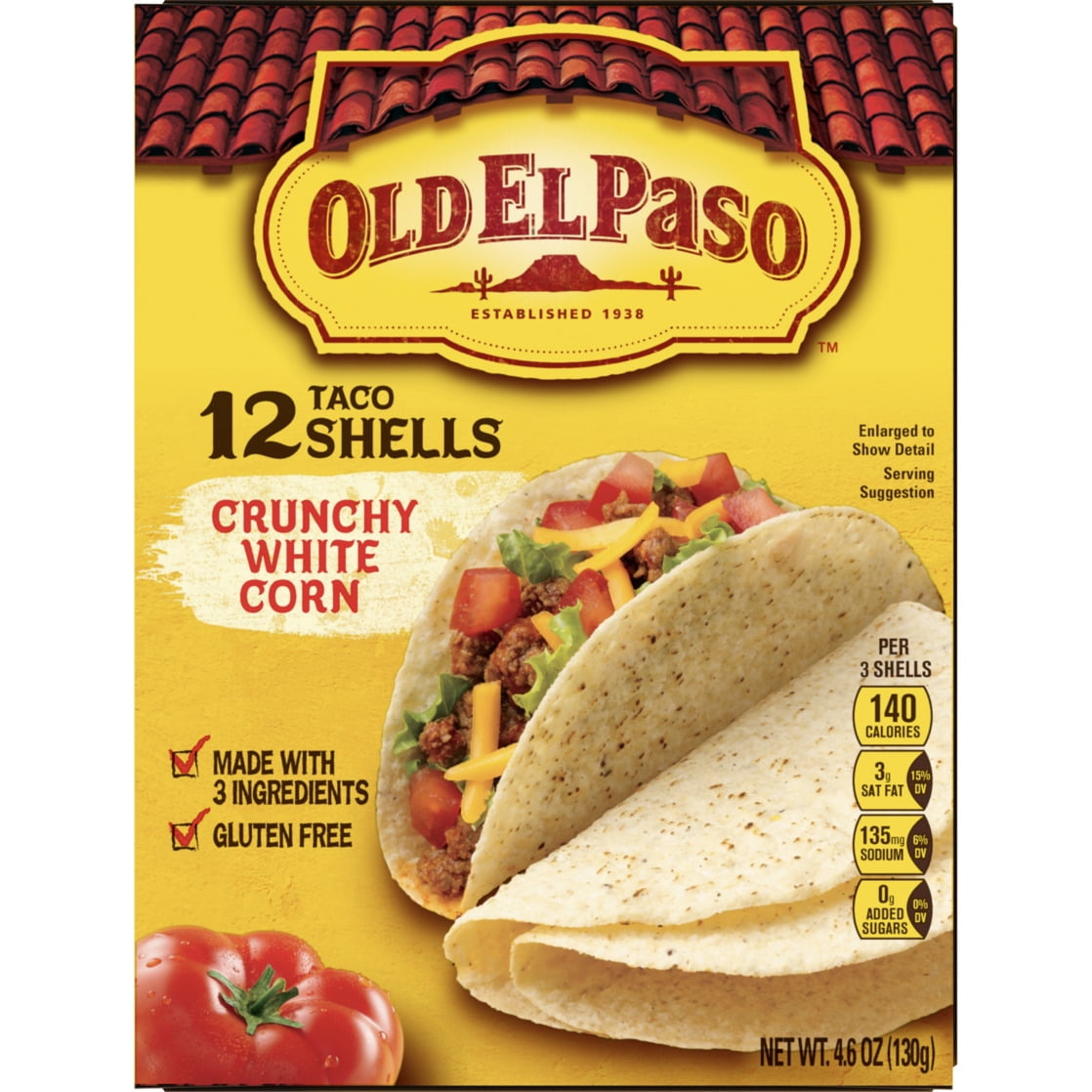 Old El Paso Crunchy White Corn Taco Shells, Gluten Free, 12 Ct., 4.6 oz.